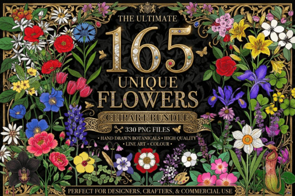 Download 165 Unique Flowers Clipart Bundle - Unique Collection